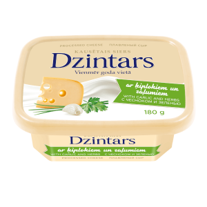 Kausētais siers DZINTARS ar ķiplokiem un zaļumiem, 180g