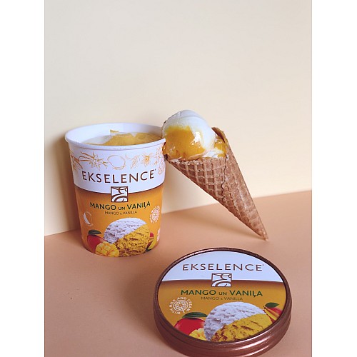 EKSELENCE mango sorbets un vaniļas saldējums, 500ml/300g