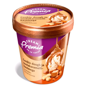 PREMIA saldējums ar cepumu mīklu un sāļo karameli, 300g/0.5l